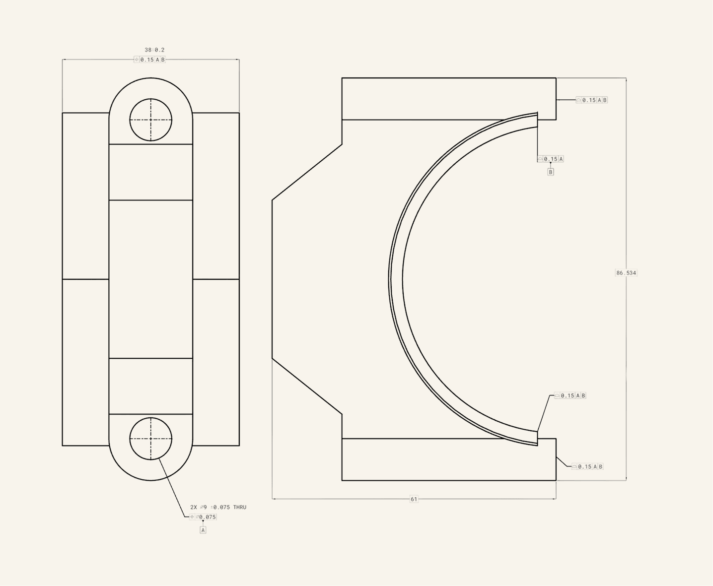 A dimensioned Drafter-drawn sheet for the SIEMENS NX part.