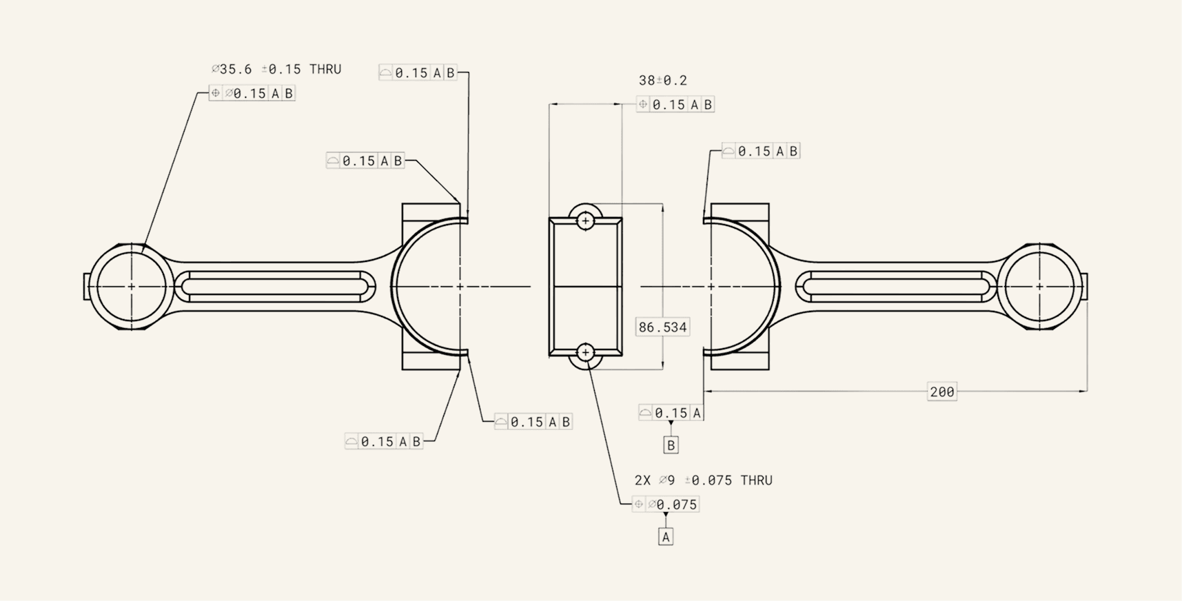 A dimensioned Drafter-drawn sheet for the SolidWorks part.