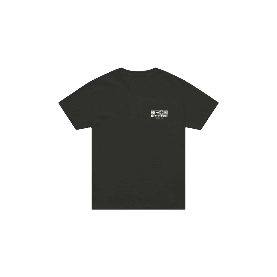 The front of the same tee with a small boxed Drafter Inc label at the chest.