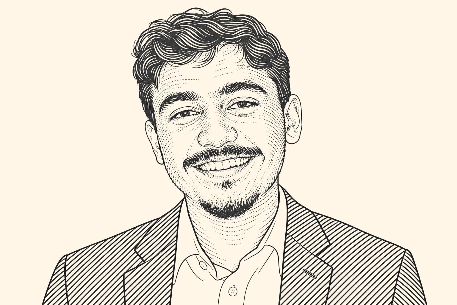 Engraved portrait of Amaan Ali