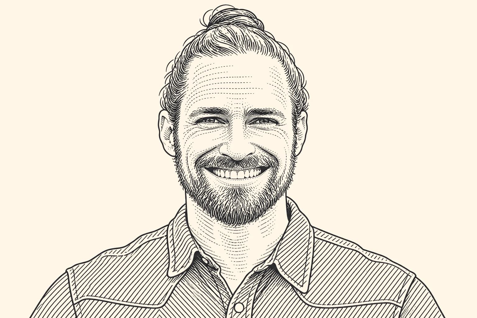 Engraved portrait of Chris Barton
